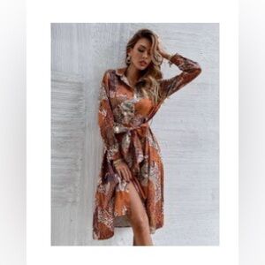 Leopard print knee length shirt dress great condition